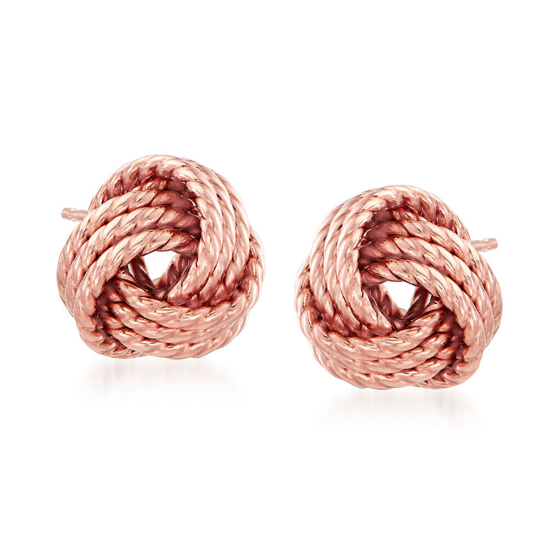 14kt Rose Gold Love Knot Stud Earrings image number 0