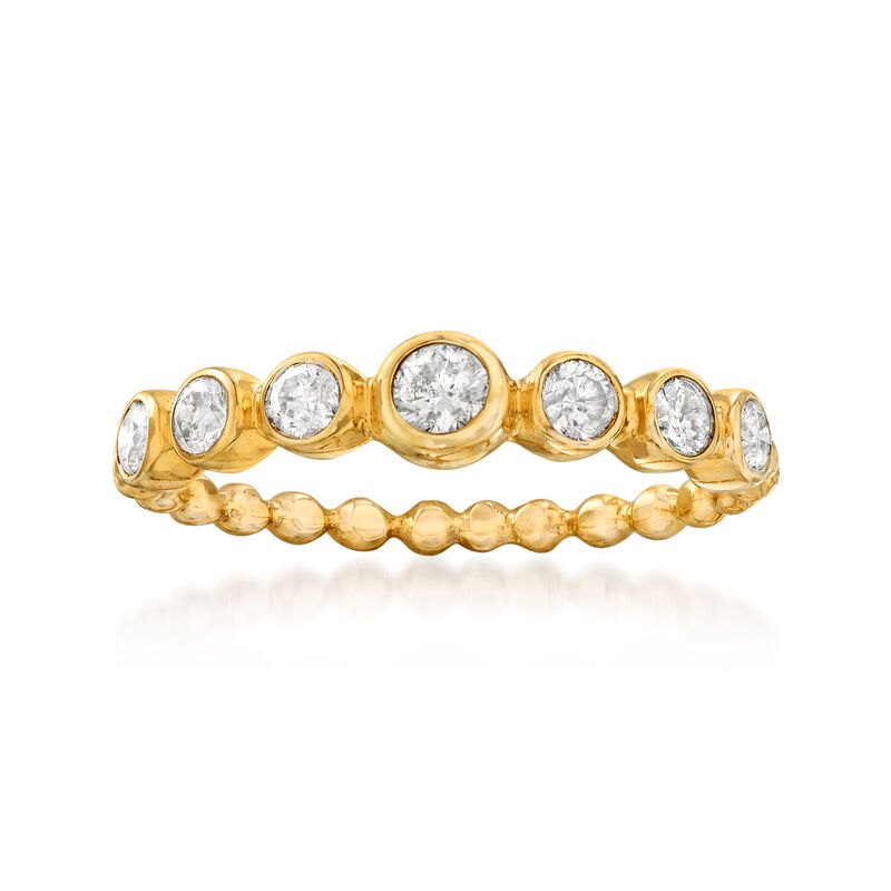 .50 ct. t.w. Bezel-Set Diamond and Beaded Ring in 14kt Yellow Gold image number 0