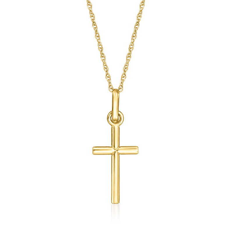 14kt Yellow Gold Cross Pendant Necklace image number 0