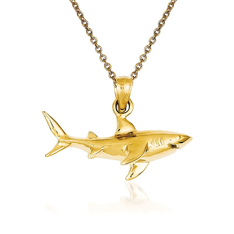 14kt Yellow Gold Shark Pendant Necklace image number 0