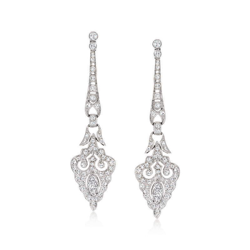 C. 1990 Vintage 2.25 ct. t.w. Diamond Drop Earrings in 18kt White Gold image number 0