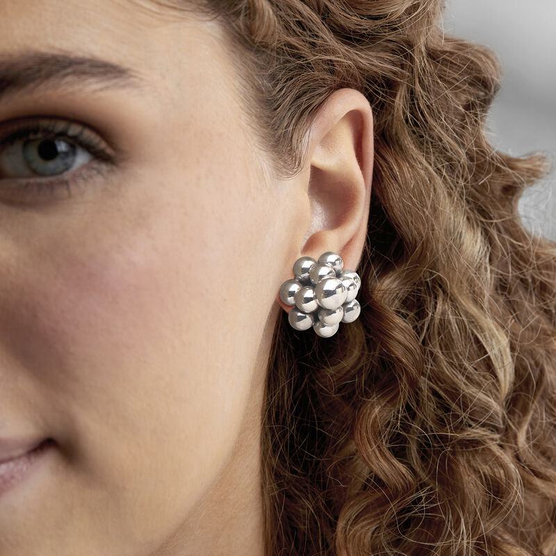C. 1980 Vintage Sterling Silver Bubble Earrings image number 1