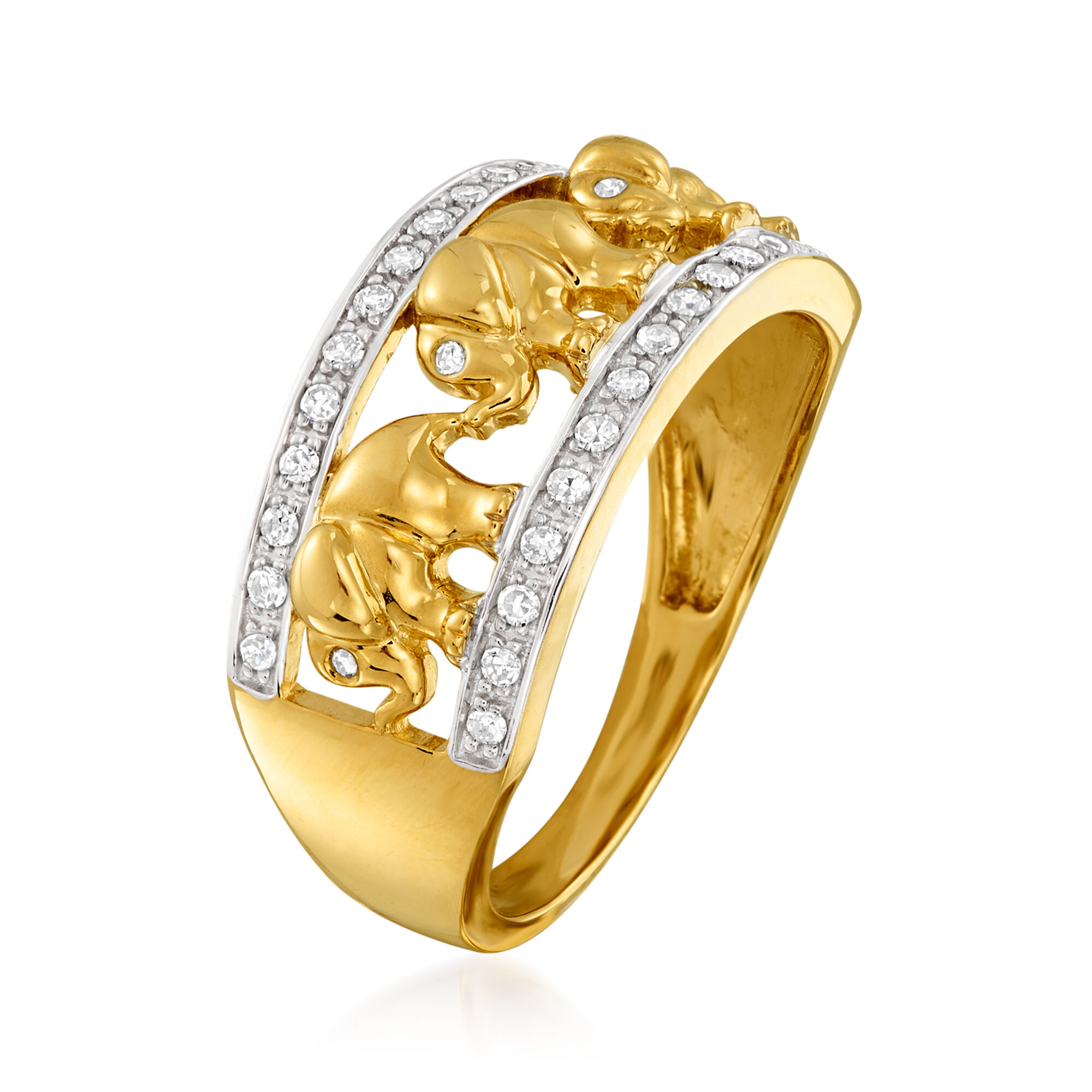 14k金表GOLDFILED GOMCRONS 6024 20 ct. t.w. Diamond Elephant Ring in 14kt Yellow Gold | Ross