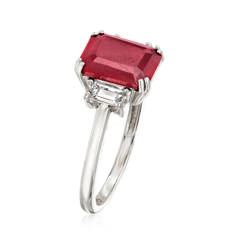 2.70 Carat Ruby Ring with .30 ct. t.w. White Topaz in Sterling Silver image number 2