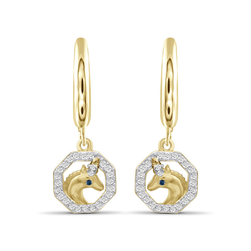 .15 ct. t.w. Diamond Unicorn Drop Earrings in 18kt Yellow Gold Over Sterling Silver image number 0