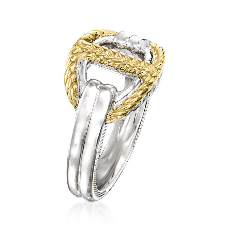 Judith Ripka "Vienna" Sterling Silver and 18kt Yellow Gold Single-Link Ring image number 2