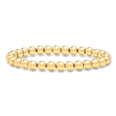 Italian 6mm 18kt Gold Over Sterling Bead Stretch Bracelet