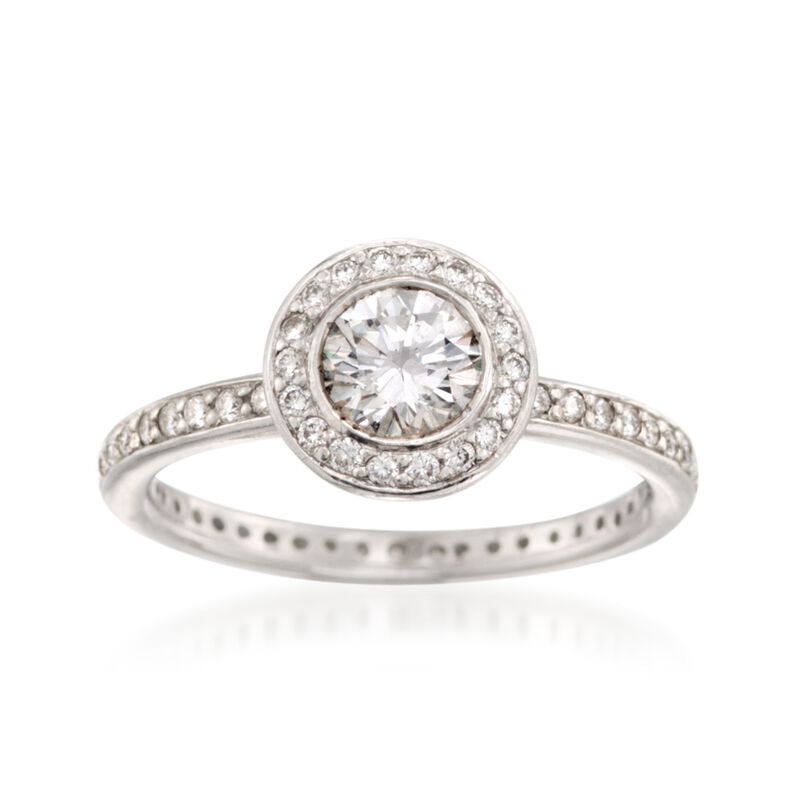 C. 2000 Vintage .75 ct. t.w. Diamond Halo Ring in Platinum. Size 4.5 image number 0