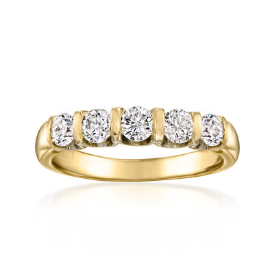 C. 1990 Vintage .75 ct. t.w. Diamond Five-Stone Ring in 14kt Yellow Gold