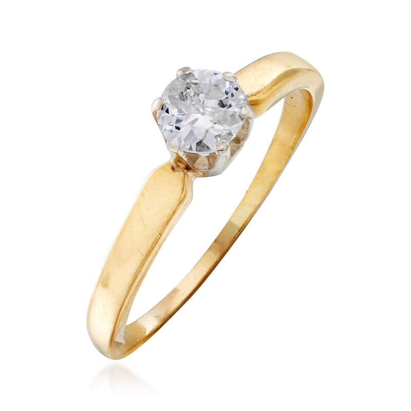 C. 1970 Vintage .55 Carat Diamond Ring in 18kt Yellow Gold image number 2
