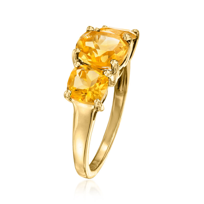 3.70 ct. t.w. Citrine Three-Stone Ring in 18kt Gold Over Sterling image number 2