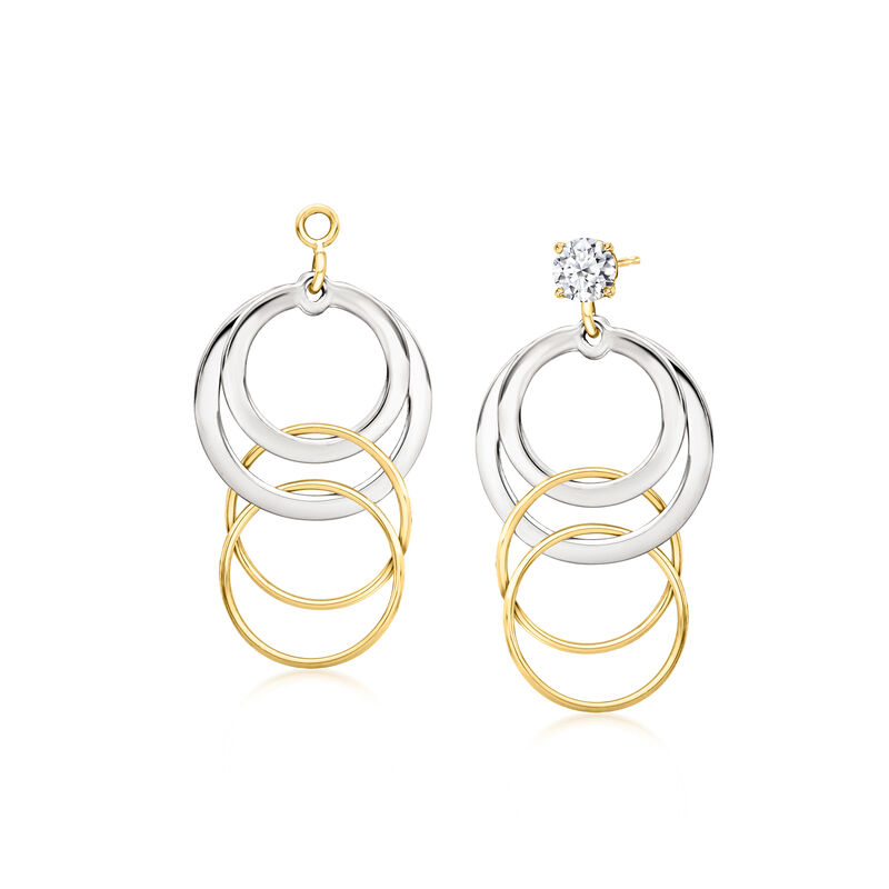 14kt Yellow Gold and Sterling Silver Circle Drop Earring Jackets image number 0