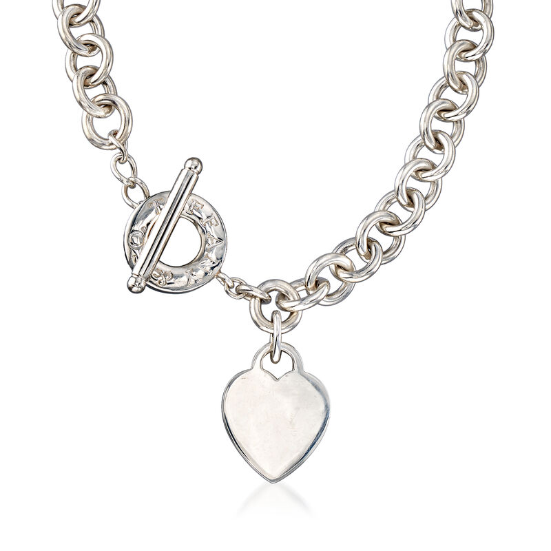 C. 1990 Vintage Tiffany Jewelry Sterling Silver Necklace with Heart Charm image number 0