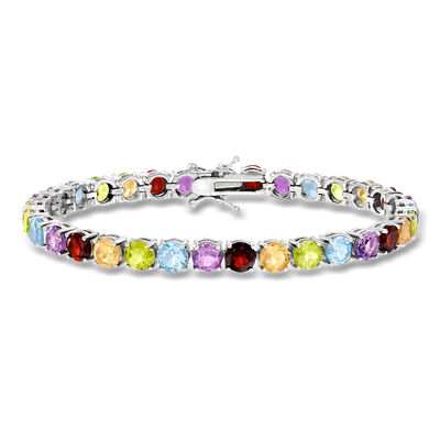 18.60 ct. t.w. Multi-Gemstone Tennis Bracelet in Sterling Silver