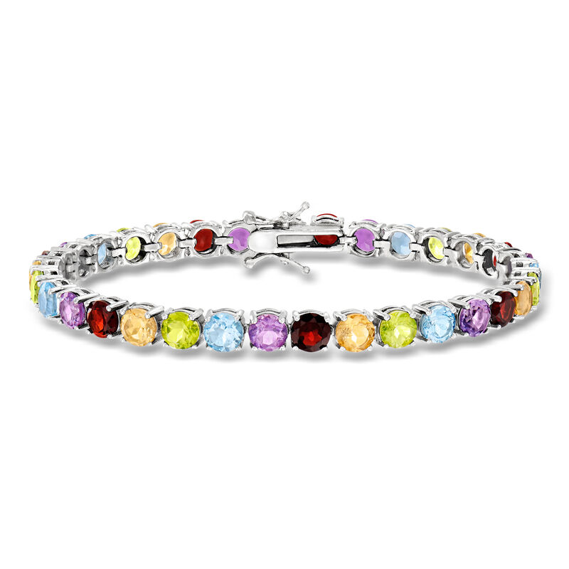 18.60 ct. t.w. Multi-Gemstone Tennis Bracelet in Sterling Silver image number 0