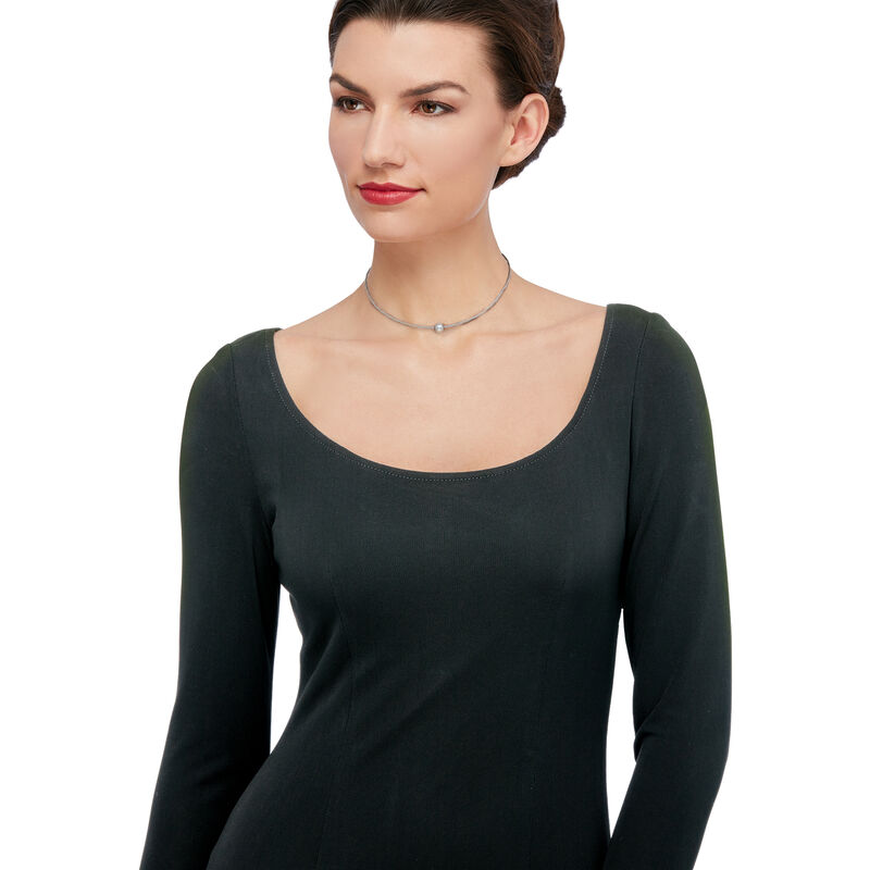 ALOR Gray &quot;Classique&quot; 8mm Cultured Pearl Gray Stainless Steel Cable Necklace. 13&quot; image number 0