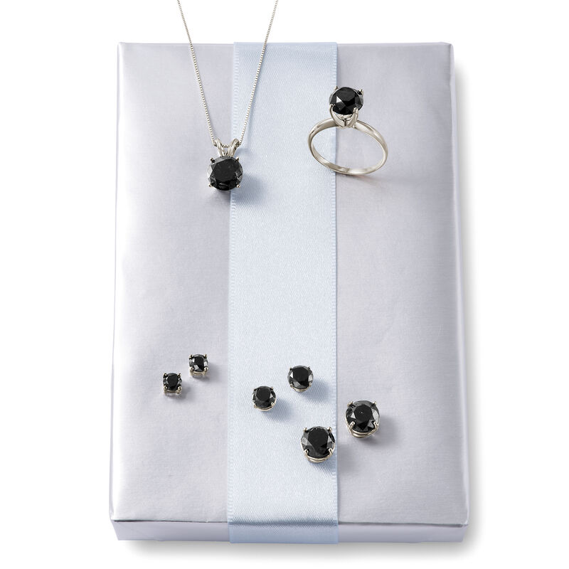 3.00 Carat Black Diamond Solitaire Necklace in 14kt White Gold image number 2