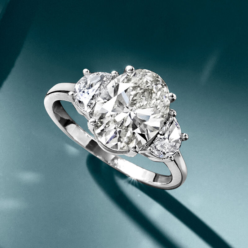 3.60 ct. t.w. Oval and Half-Moon Lab-Grown Diamond Ring in 14kt White Gold image number 3