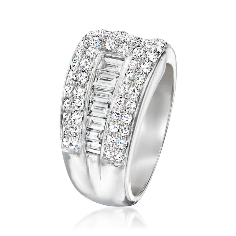 C. 1990 Vintage 1.50 ct. t.w. Diamond Wrap Ring in 14kt White Gold. Size 7 image number 2