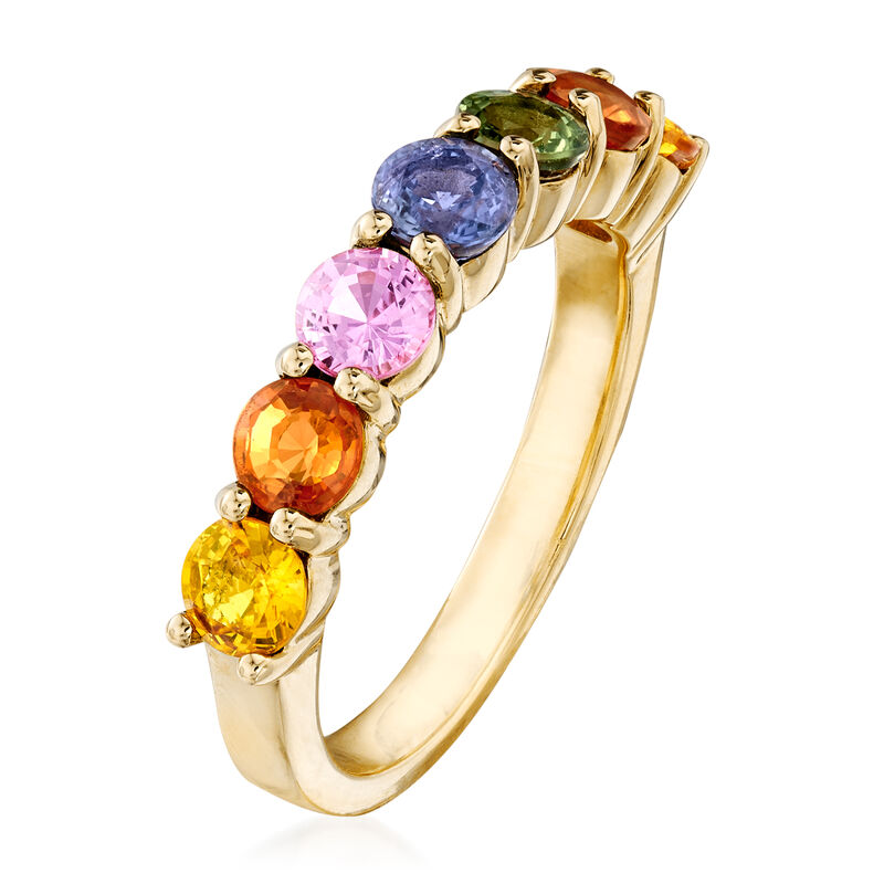 2.10 ct. t.w. Multicolored Sapphire Ring in 14kt Yellow Gold image number 2