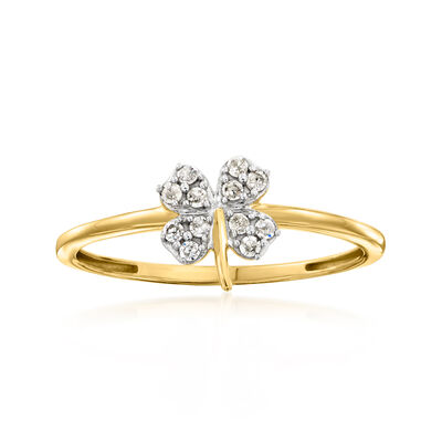 .10 ct. t.w. Diamond Four-Leaf Clover Ring in 18kt Gold Over Sterling