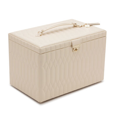 WOLF "Caroline" Ivory Leather Extra-Large Jewelry Box
