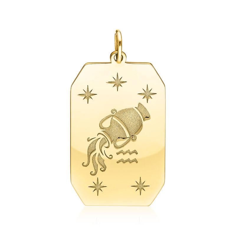 Aquarius - 14kt Yellow Gold Zodiac Pendant  image number 0