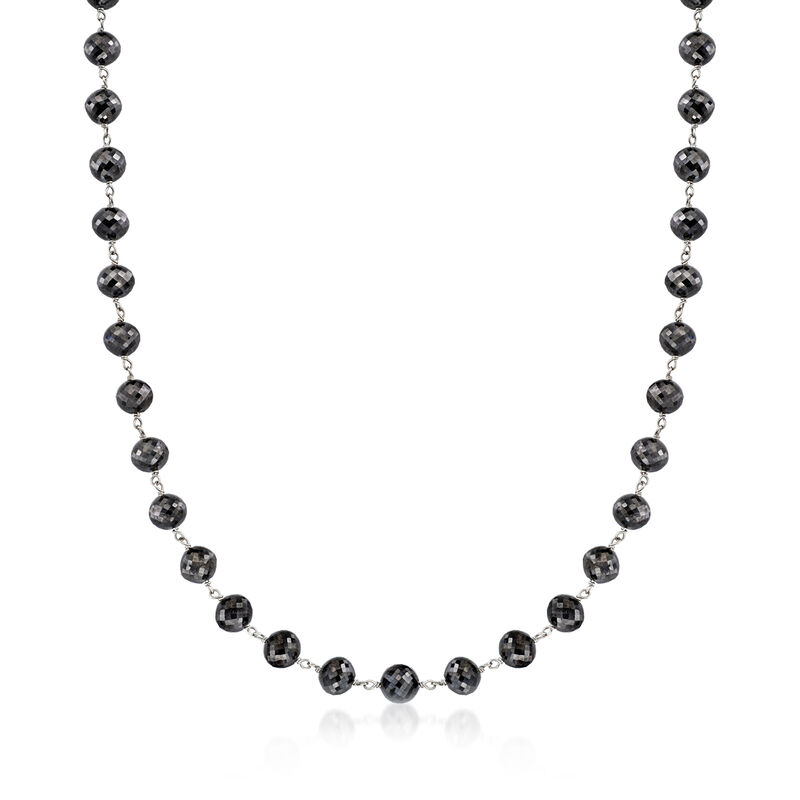 110.00 ct. t.w. Black Diamond Bead Necklace with 14kt White Gold image number 0