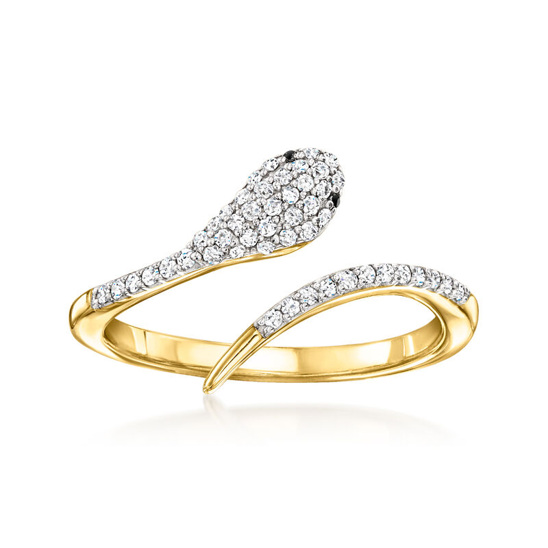 .20 ct. t.w. Black and White Diamond Snake Ring in 18kt Gold Over Sterling image number 0