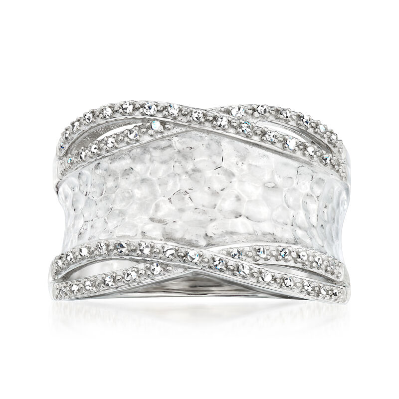 .13 ct. t.w. Diamond Hammered Ring in Sterling Silver image number 0