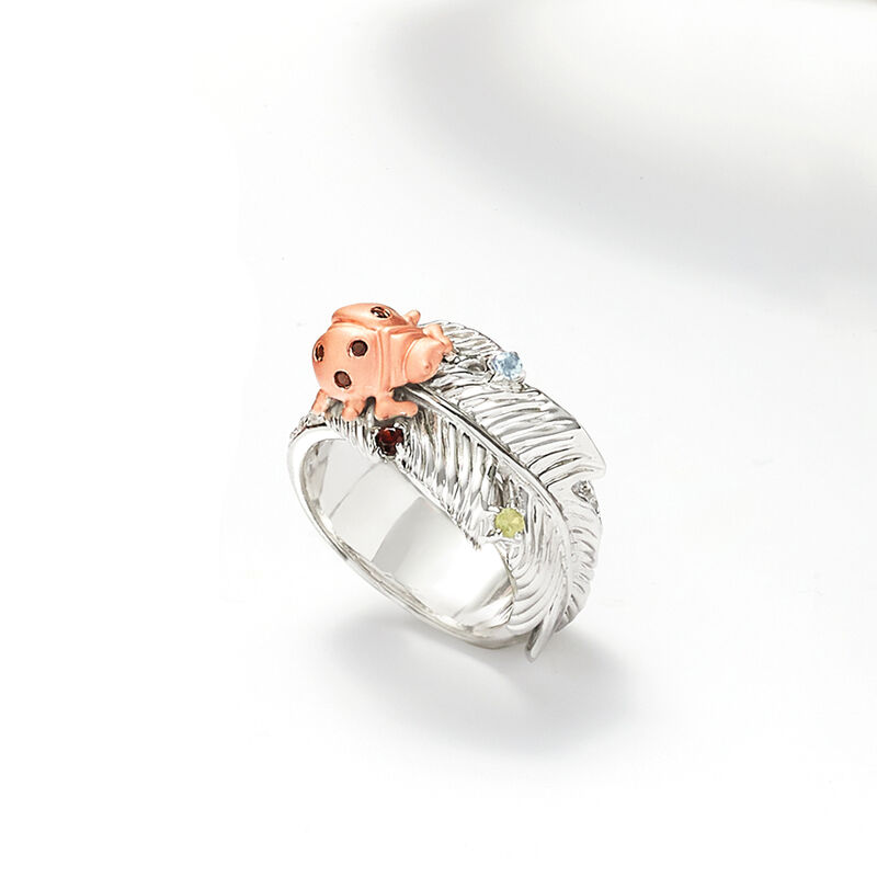 .39 ct. t.w. Multi-Gemstone Ladybug Ring in Sterling and 18kt Rose Gold Over Sterling image number 4