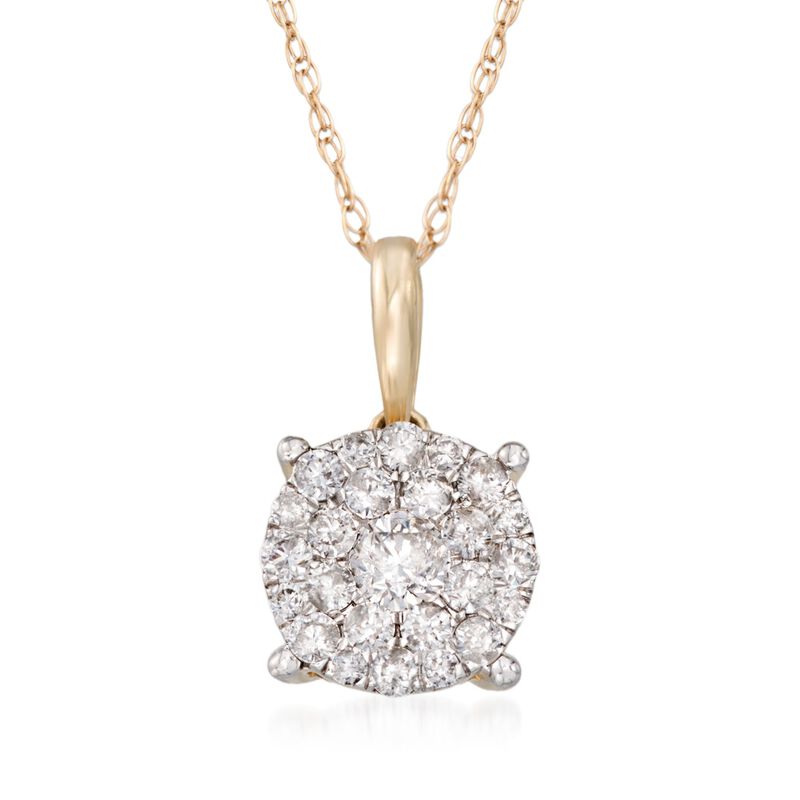 .50 ct. t.w. Pave Diamond Cluster Pendant Necklace in 14kt Yellow Gold image number 0