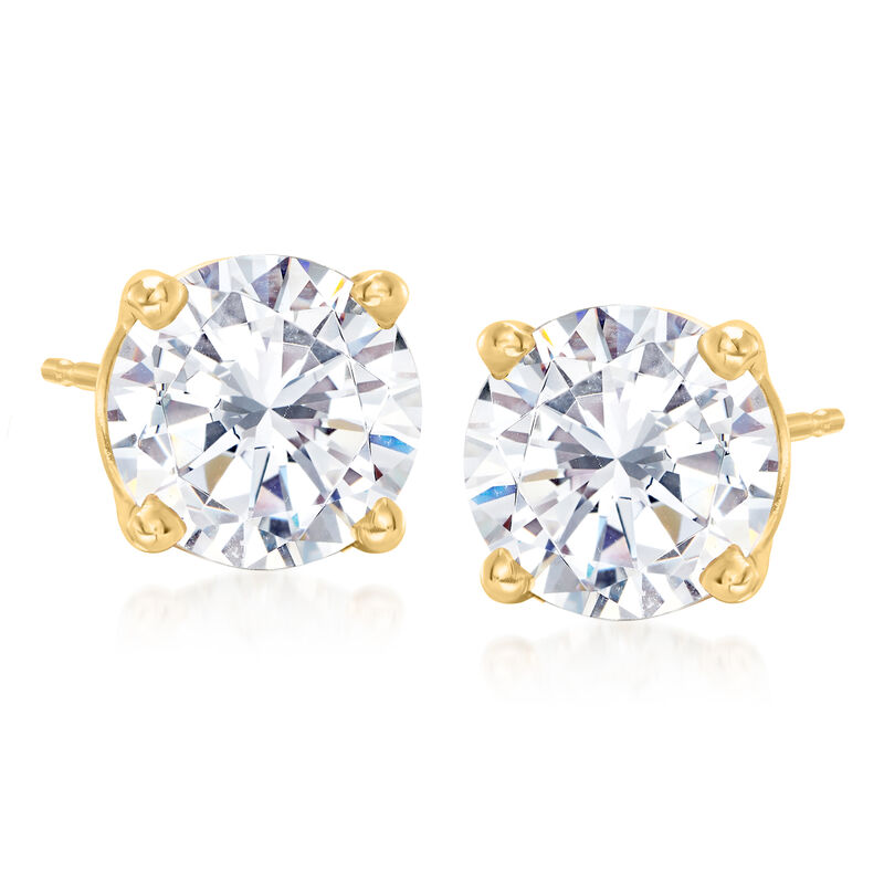 6.00 ct. t.w. CZ Jewelry Set: Three Pairs of Stud Earrings in 14kt Yellow Gold  image number 4