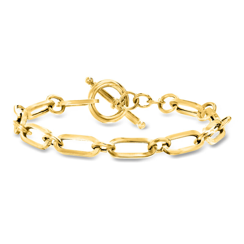 Italian 18kt Gold Over Sterling Paper Clip Link Toggle Bracelet image number 0