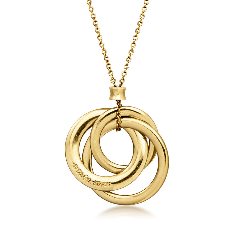 C. 2000 Vintage Tiffany Jewelry 18kt Yellow Gold Interlocking Circles Necklace. 18" image number 2