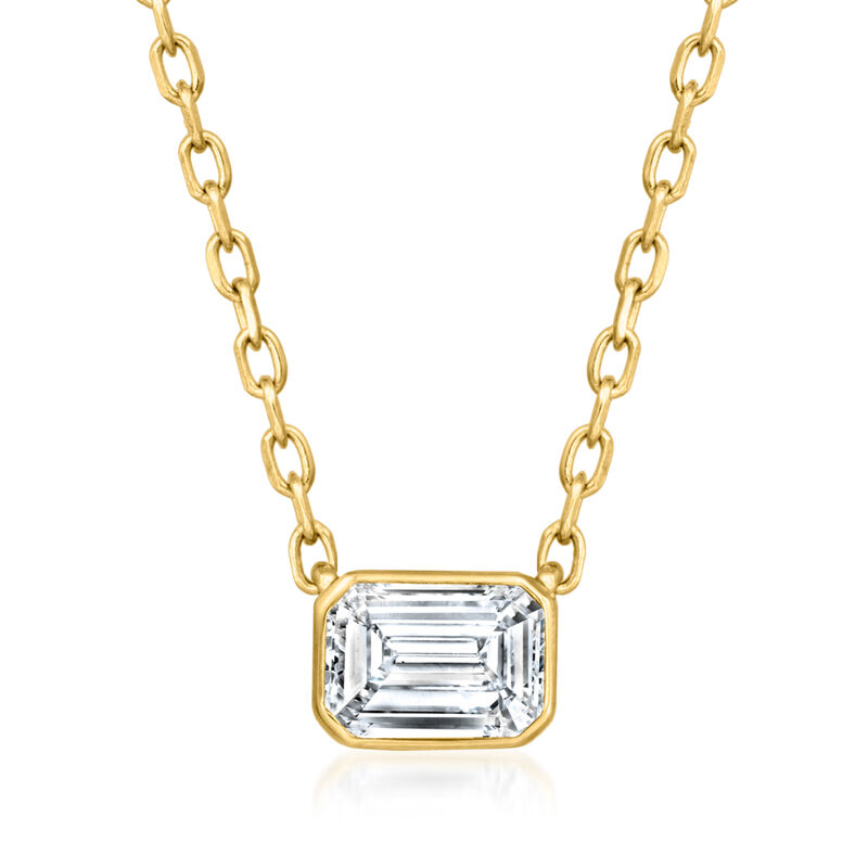 .33 Carat Lab-Grown Diamond East-West Necklace in 18kt Gold Over Sterling. 16" image number 1