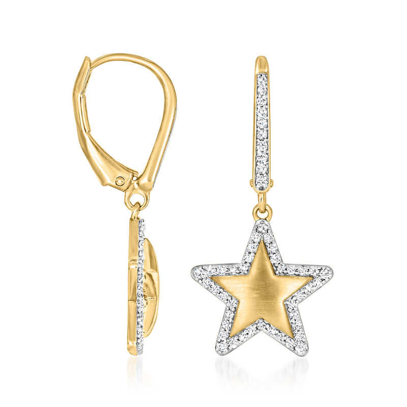 .33 ct. t.w. Diamond Star Drop Earrings in 18kt Gold Over Sterling  image number 1
