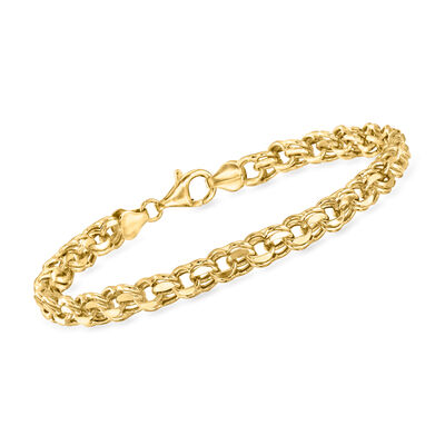18kt Gold Over Sterling Faceted Rolo-Link Bracelet
