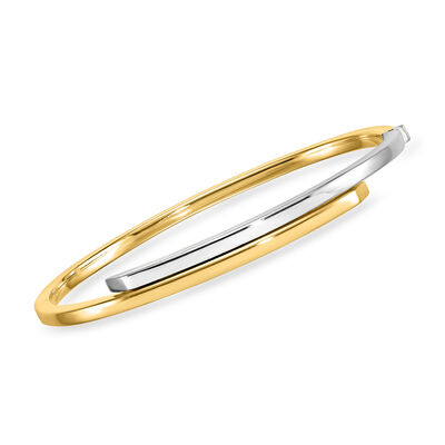 Italian 14kt Two-Tone Gold Bypass Bangle Bracelet