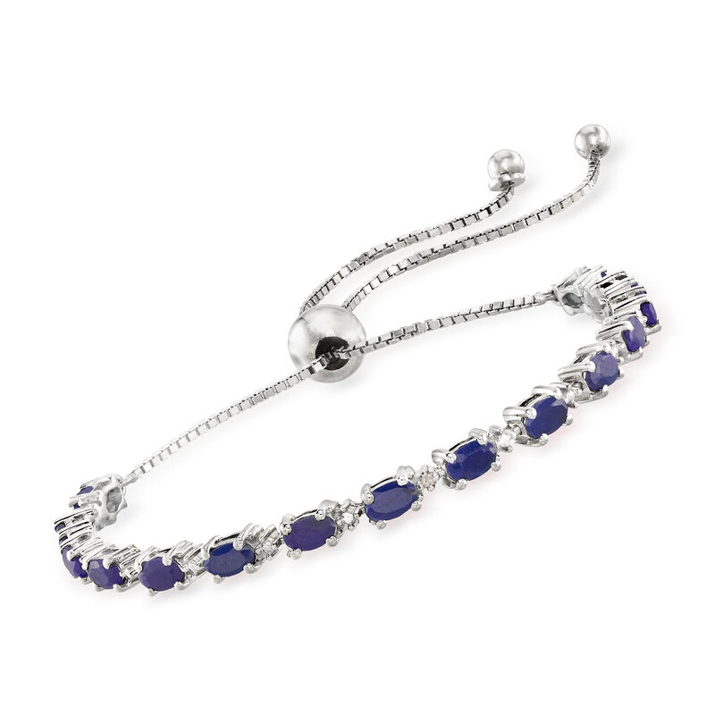 4.50 ct. t.w. Sapphire Bolo Bracelet with Diamonds in Sterling Silver image number 0