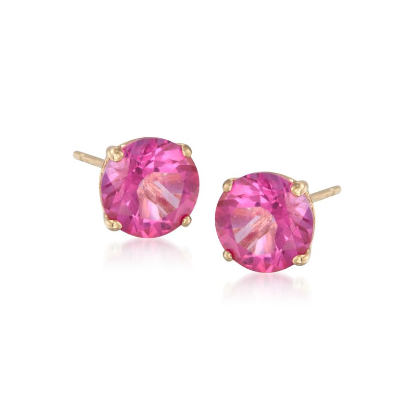 4.50 ct. t.w. Pink Topaz Stud Earrings in 14kt Yellow Gold image number 0