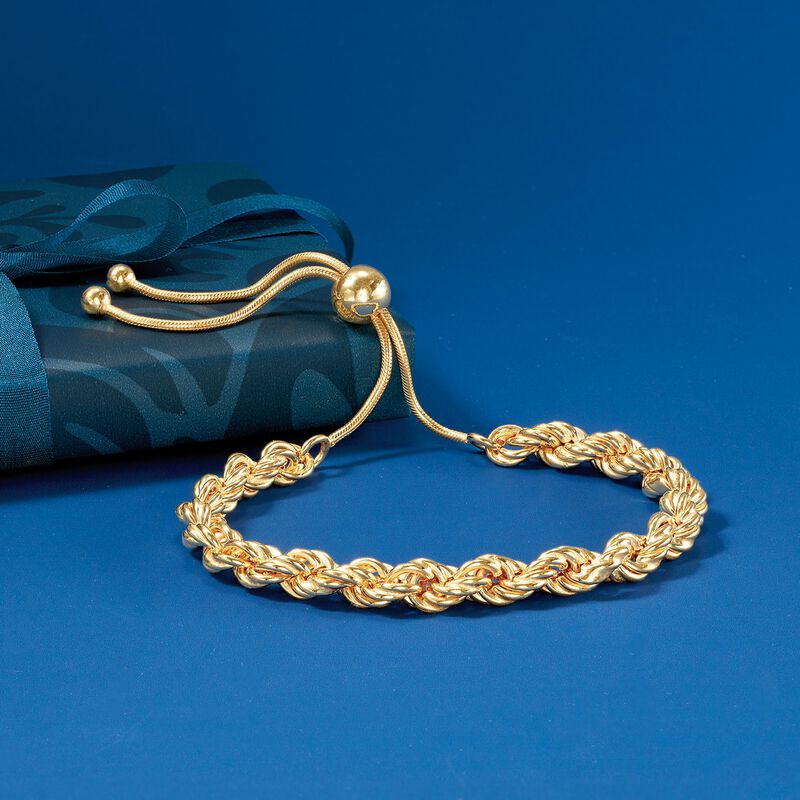 Italian 18kt Gold Over Sterling Rope-Style Bolo Bracelet image number 3