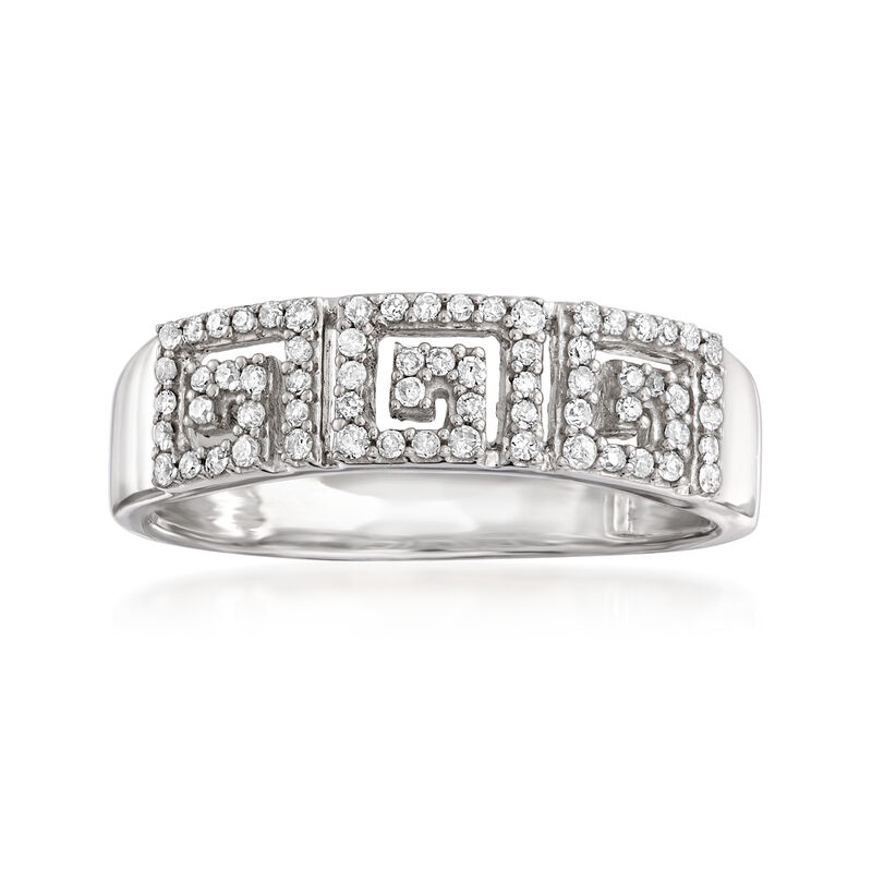 .25 ct. t.w. Diamond Greek Key Ring in Sterling Silver image number 0