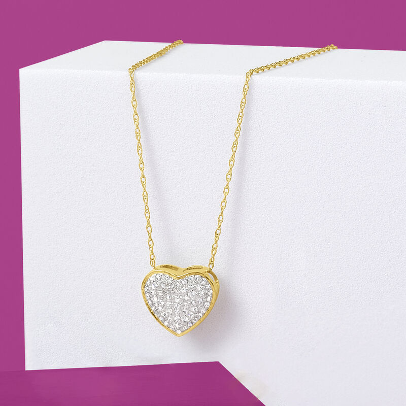 .25 ct. t.w. Diamond Heart Pendant Necklace in 14kt Yellow Gold image number 3