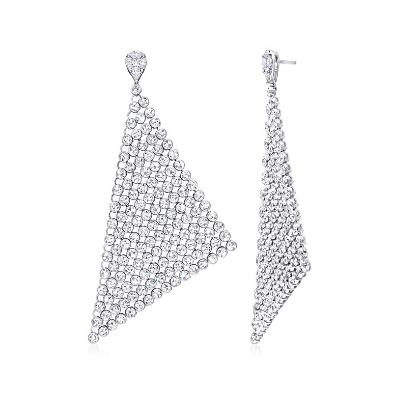 13.56 ct. t.w. Bezel-Set Diamond Triangular Drop Earrings in 14kt White Gold image number 1