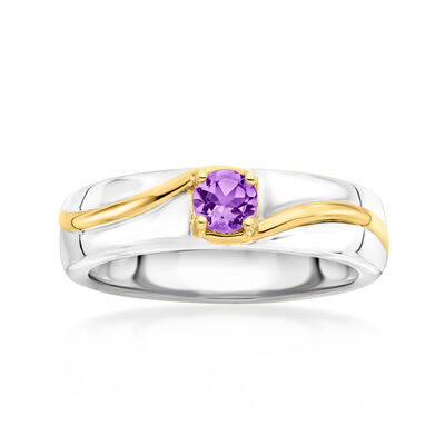 .20 Carat Amethyst Ring in Sterling Silver and 18kt Gold Over Sterling