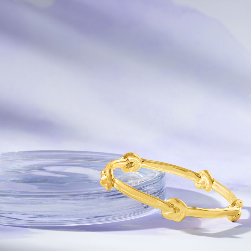 Italian Andiamo 14kt Yellow Gold Over Resin Knot Station Bangle Bracelet. 7.5&quot; image number 5
