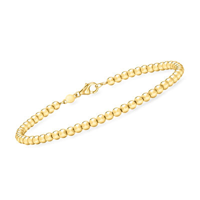 Italian 3mm 14kt Yellow Gold Bead Bracelet
