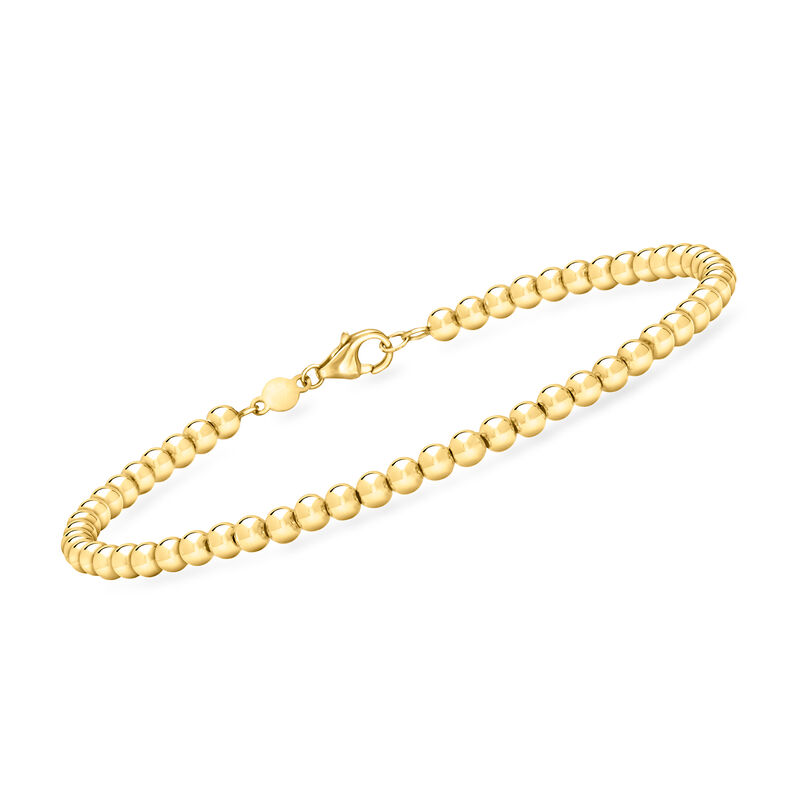 Italian 3mm 14kt Yellow Gold Bead Bracelet. 7&quot; image number 0
