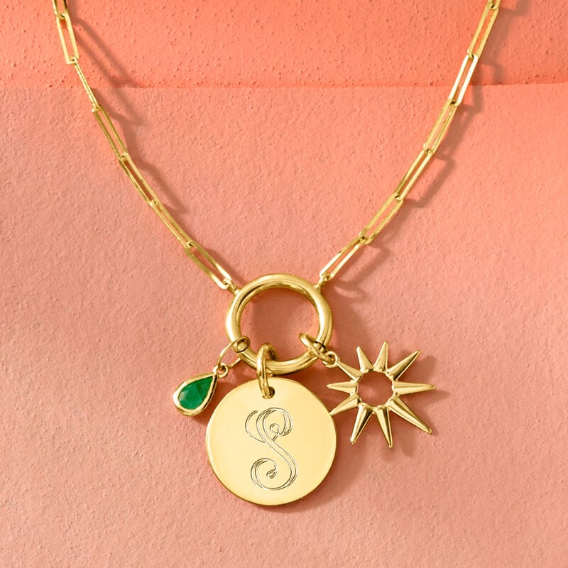 Italian 14kt Yellow Gold Personalized Disc Charm image number 4